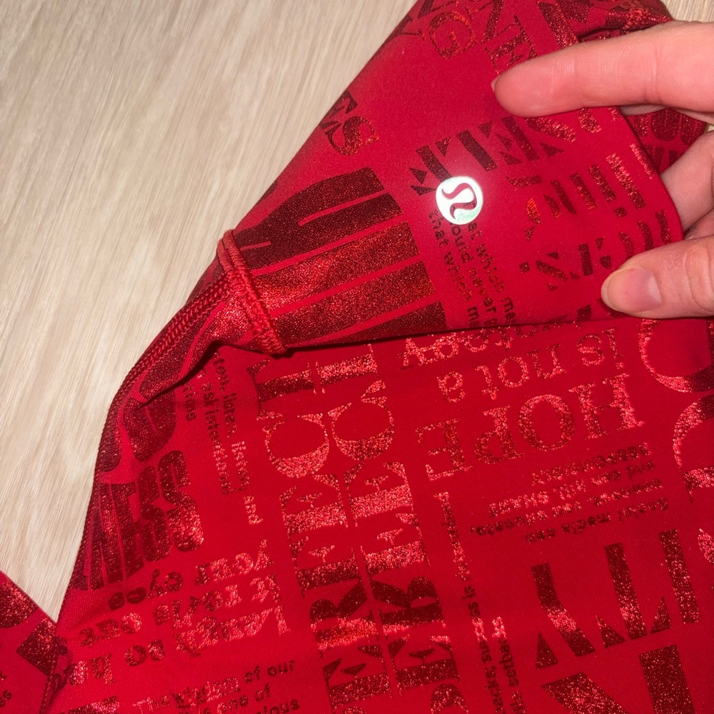 Lululemon Athletica Red Text Print Leggings - Picture 8 of 8